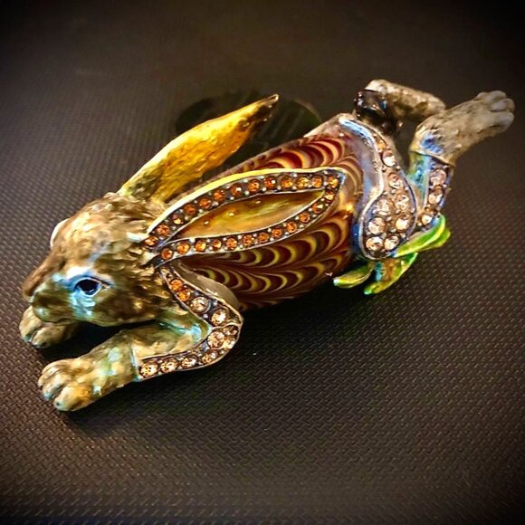 NWT BeJeweled Enamel Bunny Rabbit Hare Figurine Sculpture Paperweight 4”